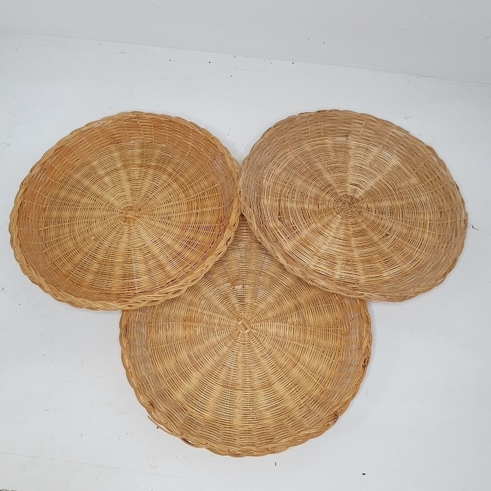 Woven Rattan Wicker Bamboo Set Of Three - Picture 3 of 5